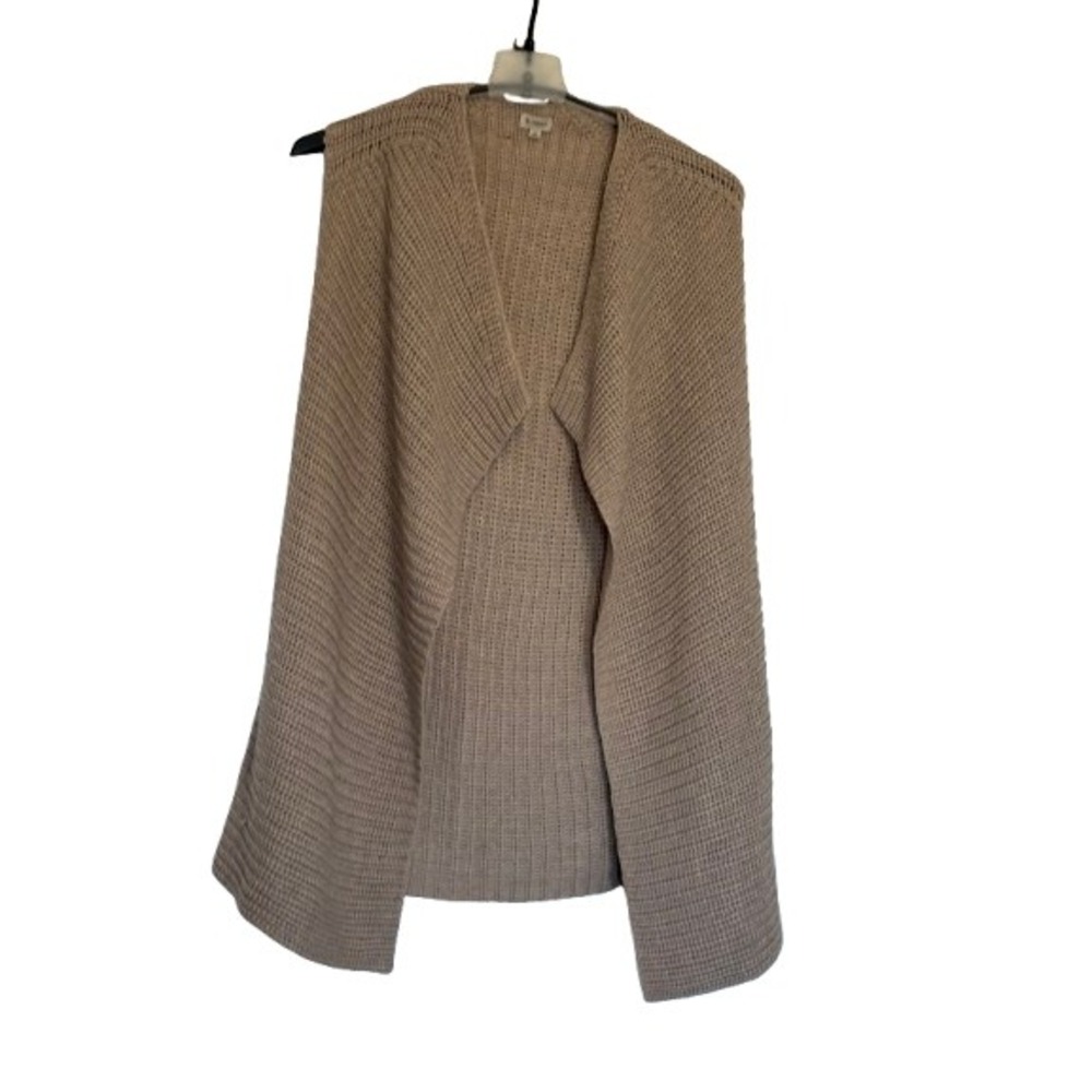 NWOT Cremieux Womens Tan Ribbed Knit Wool Blend Open Front Cardigan Vest XS